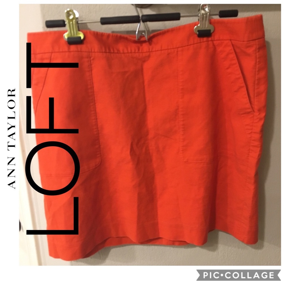 Loft - Orange Skirt with pockets - Size 14